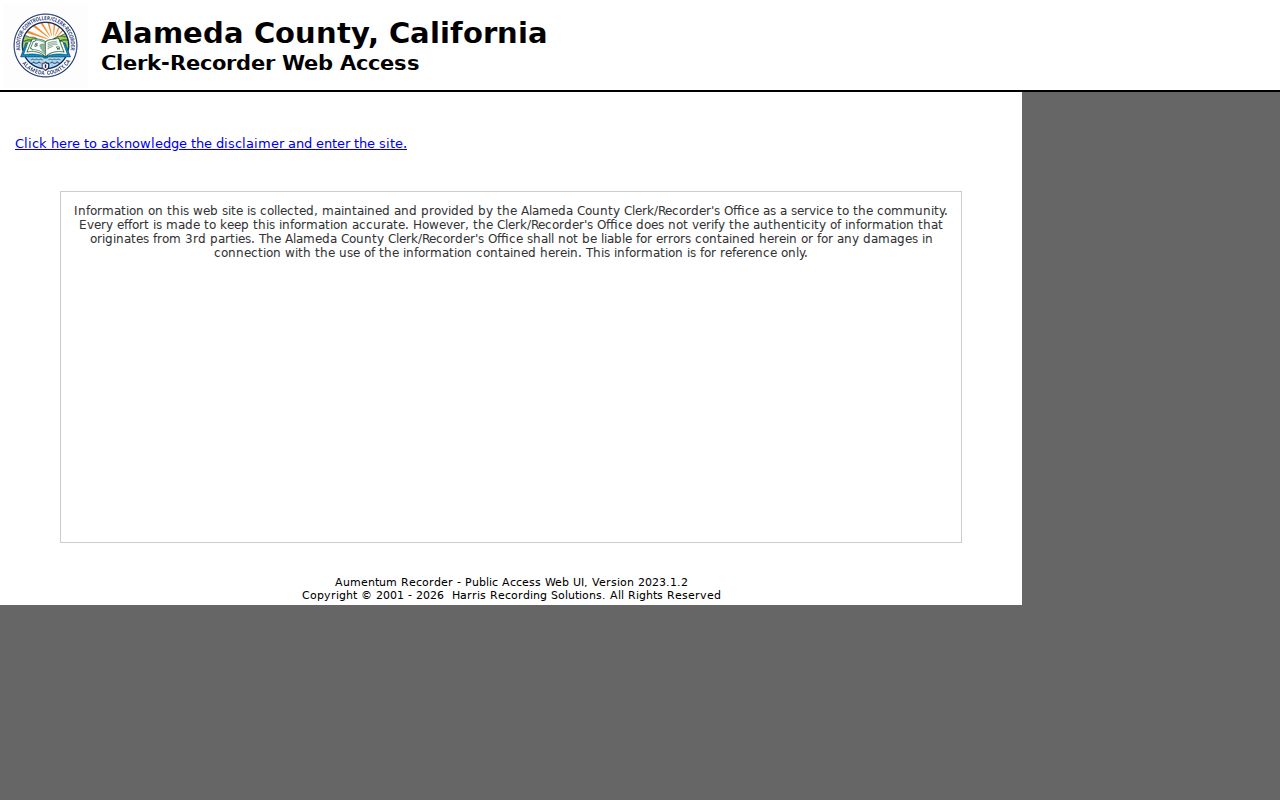 Alameda County people search real estate records entry