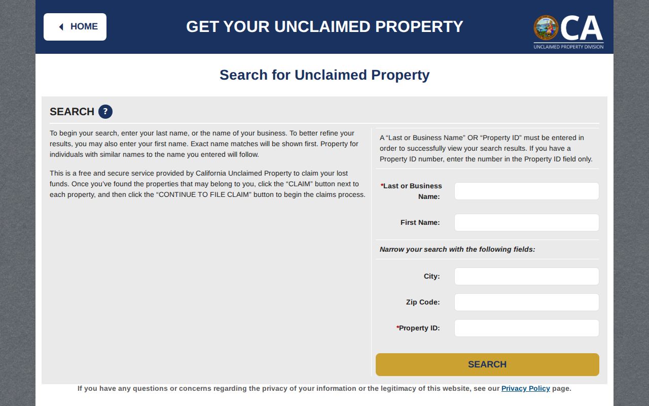 Alameda County people directories California unclaimed property name search